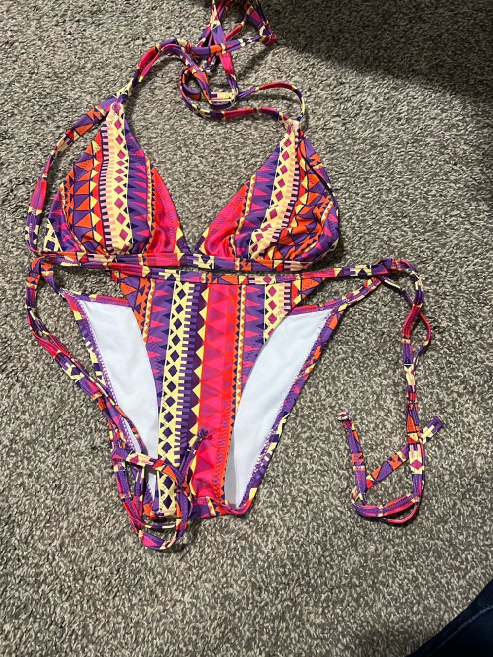 Vibrant Tribal Print Triangle Bikini Set